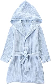 TADO MUSLIN Organic Cotton Toddler Bathrobe, Soft and Breathable Robe for Kid, Boy& Girl Hooded Towel