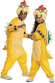 Bowser Costume Hooded Jumpsuit, Official Super Mario Character Costume for Kids, Size (4-6)