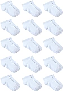 Cooraby 15 Pack Kids' Half Cushion Low Cut Athletic Ankle Socks Boys Girls Ankle Socks