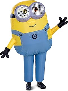 Bob Inflatable Minion Costume for Kids, Official Minions Halloween Costume, Blow Up Jumpsuit with Fan, Child Size (up to 7-8)