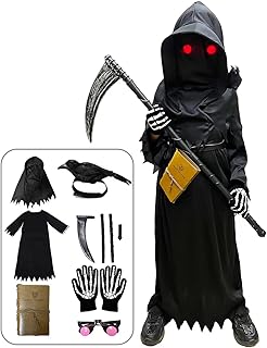 Halloween Costumes for Boys Grim Reaper Costume Kids Set Scary Ghost Cosplay Outfit Halloween Party Favors Gifts