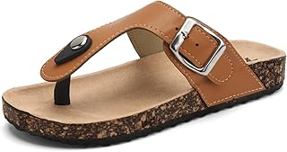 Boys Girls Glitter Slide Sandals Kids Flip Flops Cork Slipper with Adjustable Straps (Toddler/Little Kid/Big Kid)