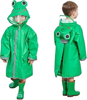 Kids Rain Poncho with Hood,Toddler Rain Jacket,Reusable Raincoat Cape,Waterproof Outwear for Children Baby Boy Girl