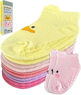 Simply Kids Baby Socks with Grips (5 Pairs) for 6 Months - 7 Years Old Toddler Ankle Sock