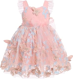 Toddler Kids Baby Girl Butterfly Dress Sleeveless Mesh Tulle Princess Tutu Dress Butterflies Embroidery Formal Dresses
