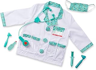 Melissa & Doug Doctor Role Play Dress-Up Set (7 pcs) - Pretend Play Costume And Kit With Stethoscope For Kids