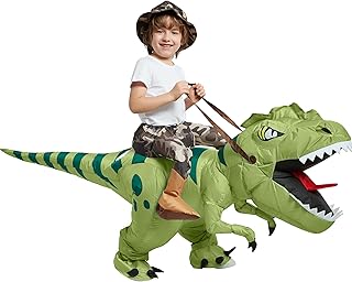One Casa Inflatable Dinosaur Costume Riding T Rex Air Blow up Funny Fancy Dress Party Halloween Costume for Kids (2-3 Yrs)