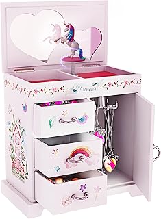 Unicorn Musical Jewelry Box for Kids - Unicorn Gifts for Girls, Ages 3-8, Best Princess Room Unicorn Toys Gift for Age 3, 4, 5, 6, 7, 8 Year Old Little Girl - Birthday Present Toy Ideas Music Box