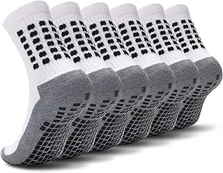 6 Pairs Kids Grip Socks Soccer Non Slip Football Basketball Athletic Sport Socks for Kids Boys Girls 6-14 Years old