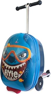 Scooter Suitcase Folding Kids Luggage, 18 Inch Hardshell, Ride On with Wheels, 2-in-1, 25 Litre Capacity