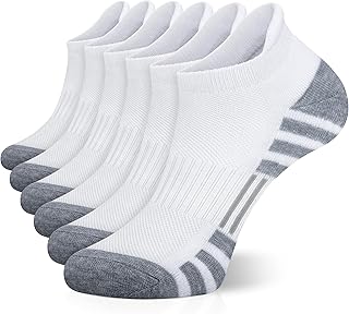 Ankle Athletic Running Socks Cushioned Breathable Low Cut Sports Tab Socks for Men and Women (6 Pairs)