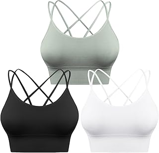 3 Pack Strappy Sports Bra for Women Sexy Crisscross for Yoga Running Athletic Gym Workout Fitness Tank Tops