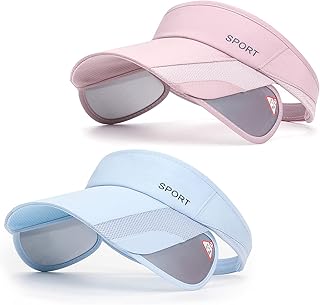JXXAMZ33 2 Pack Sun Golf Visor Hats for Women, Adjustable Retractable Brim Golf Cap Beach Hats for Women
