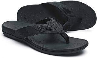 Mens Orthopedic Flip Flops for Plantar Fasciitis, Athletic Toe-Post Sandals with Arch Support, Comfort Walking Thong Slippers for Sport Exercise Activities