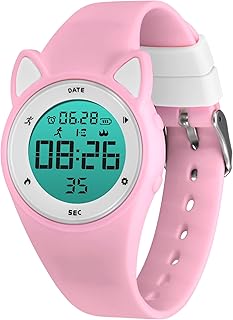 Kids Watches Digital Sport Watch for Girls Boys, Fitness Tracker with Alarm Clock, Stopwatch, No App Waterproof Watches for Teens Students Ages 5-12, 001-Pink, Modern