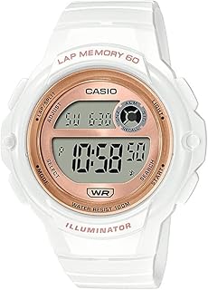 Illuminator Lap Memory 60 5-Year Battery Women's Digital Sports Watch Model: LWS-1200H-7A2V, White, Sport