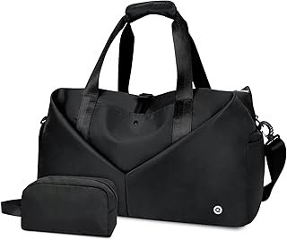 20" Gym Duffel Bag with Wet Pocket Shoes Compartment Portable Overnight Weekender Bag Travel bag Yoga Bag for Women, Black, Sports