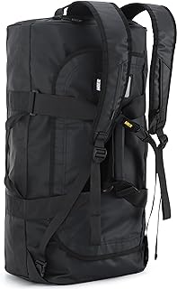 Water Resistant Backpack Duffle Heavy Duty Convertible Duffle Bag with Backpack Straps for Gym, Sports, Travel, Black, 60L, Heavy Duty Duffel Backpack