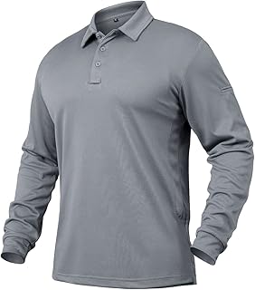 Men's Performance Long Sleeve Tactical Polo Shirt Quick Dry Lightweight Military Outdoor Hiking Sport Golf Shirt