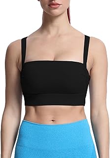 Women's Workout High Impact Sports Bras Fitness Square Neck Balcony Open Back Bra Yoga Crop Tank Top