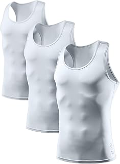 3 Pack Men's Cool Dry Compression Sleeveless Tank Top, Sports Running Basketball Workout Base Layer