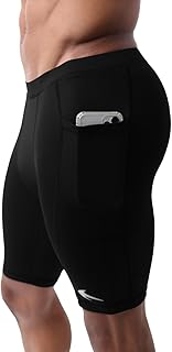Men's Compression Shorts with Pockets - Performance Sport Spandex Compression Underwear 8"