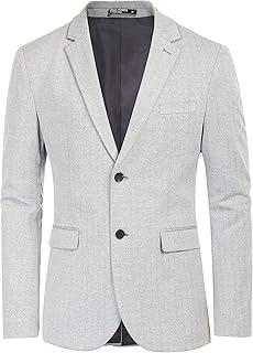Men's Herringbone Blazer Jacket Lightweight Casual Knit Sport Coat