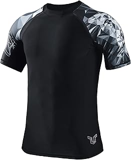 HUGE SPORTS Men's Splice UV Sun Protection UPF 50+ Skins Rash Guard Short Sleeves