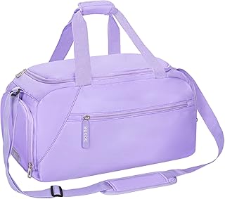 Gym Duffel Bag, Gym Bag with Waterproof Shoe Pouch, Weekend Travel Bag with a Water-resistant Insulated Pocket, Purple, Large, Workout Duffel Bag for Sport and Travel