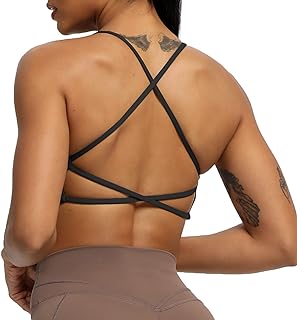 Women's Workout Sports Bras Fitness Backless Padded Ivy Low Impact Bra Yoga Crop Tank Top