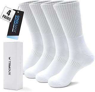 Men's Athletic Socks | Quick-Dry Coolmax & Moisture-Wicking | Cushioned for Outdoor Sports | 4-Pack