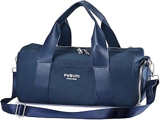Compact Sports Gym Bag for Women, Cute Mini Duffle Bag with Wet Pocket & Shoes Compartment, Personal Item Travel Workout Bag, Navy, Small, Personalized Fashion, Cute, Compact