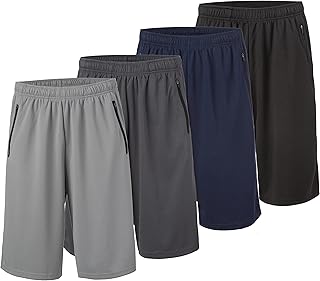 Athletic Shorts for Men - 4 Pack Men's Activewear Quick Dry Basketball Shorts - Workout, Gym, Running