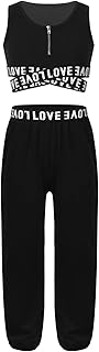 KKmeter Kids Girls' 2 Piece Athletic Pants with Tank Crop Tops Tracksuit Sets for Gymnastics Dancing Sports Workout Fitness