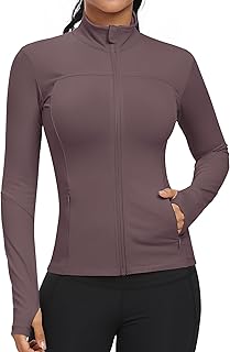 Workout Jackets for Women, Full Zip Slim Fit Lightweight Athletic Running Sports Track Jacket with Pockets