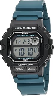 LED Illuminator 10-Year Battery Men's Digital Sports Watch Lap Memory 60 100 M Water Resistant Model: WS-1400H-3AV, Black (WS1400H-3AV), Black, Sport
