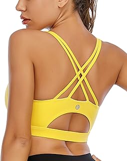 RUNNING GIRL Sports Bras for Women,Padded Sports Bra Tank Top Sexy Crisscross Back High Impact Longline Workout Yoga Bra