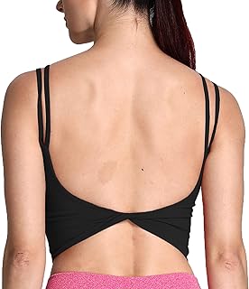 Women's Workout Sports Bras Fitness Padded Backless Yoga Crop Tank Top Twist Back Cami