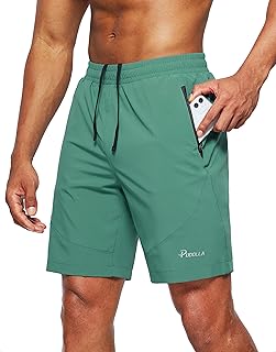 Men's Workout Running Shorts Lightweight Gym Athletic Shorts for Men with Zipper Pockets