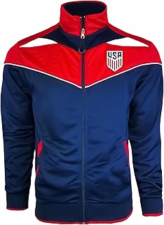 Officially Licensed Men's U.S. Soccer Jacket, USA Soccer Full Zip Track Jacket Adult Sizes
