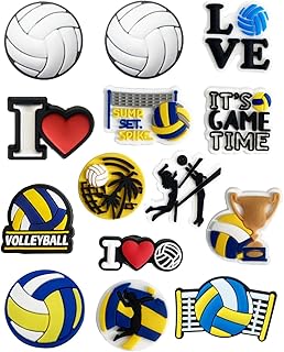 Sports Ball Shoe Charms for Croc Clog Shoe, Baseball Basketball Soccer Football Softball Volleyball Shoe Charms for Shoe & Bracelet Wristband Party Gifts