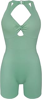 Twist Front and Back Workout Lola Romper for Women - High-Waist One Piece Scrunch Gym Yoga Sports Jumpsuit