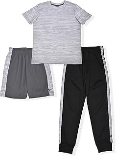 Boy's 3-Pack Sports Wear with Athletic Shirt, Shorts and Pants