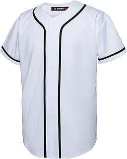 BJ80 Series Mens Baseball Jersey Button Down Shirts Short Sleeve Hipster Hip Hop Sports Uniforms