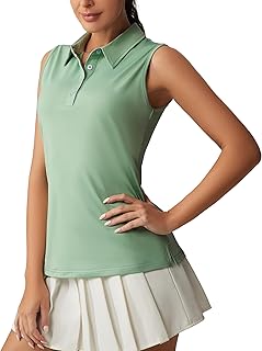 Women's Polo Sports Casual T Shirts Sleeveless Golf Tennis Workout Athletic Tops V-Neck Quick Dry
