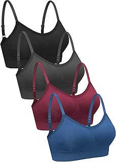 4 Pieces V Neck Bralettes Wireless Cami Bra Tank Top Bra Sports Bra for Women Girls