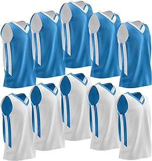 Pack of 10 Reversible Men's Mesh Performance Athletic Basketball Jerseys - Blank Team Uniforms for Sports Scrimmage Bulk