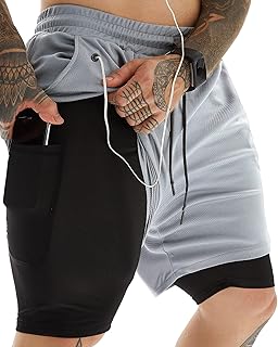 Men's 2 in 1 Workout Running Shorts 7 Inch Lightweight Athletic Gym Shorts with Compression Liner