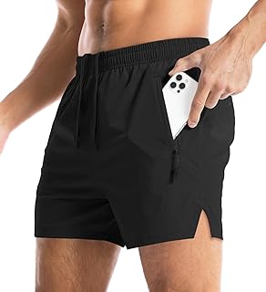 Men's Gym Shorts Linerless & Liner - 5" Quick Dry Workout Running Shorts with Zip Pockets Sports Athletic Shorts