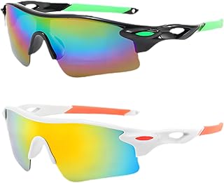 TopG UV400 2 Sports Sunglasses, For KIDS RIDING, Light frame Sunglasses, Boys Girls, White Red Green Black, Baseball Golf